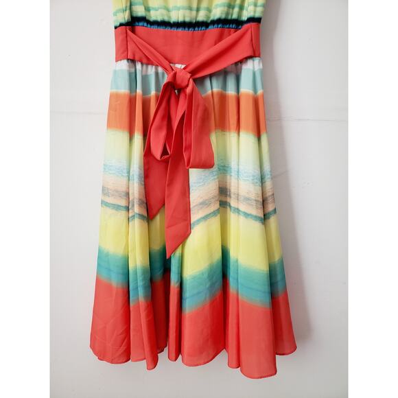 Ted Baker ILVA Sunset Stripe Midi Dress Multicolor Size 1 (US 4) - Picture 6 of 8